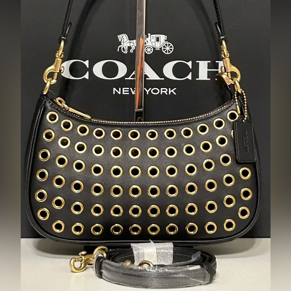 COACH Teri Smooth Leather w/Grommets 2Way Shoulder/Xbody - Picture 1 of 9
